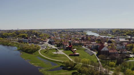 kaunas city aerial from santakos park