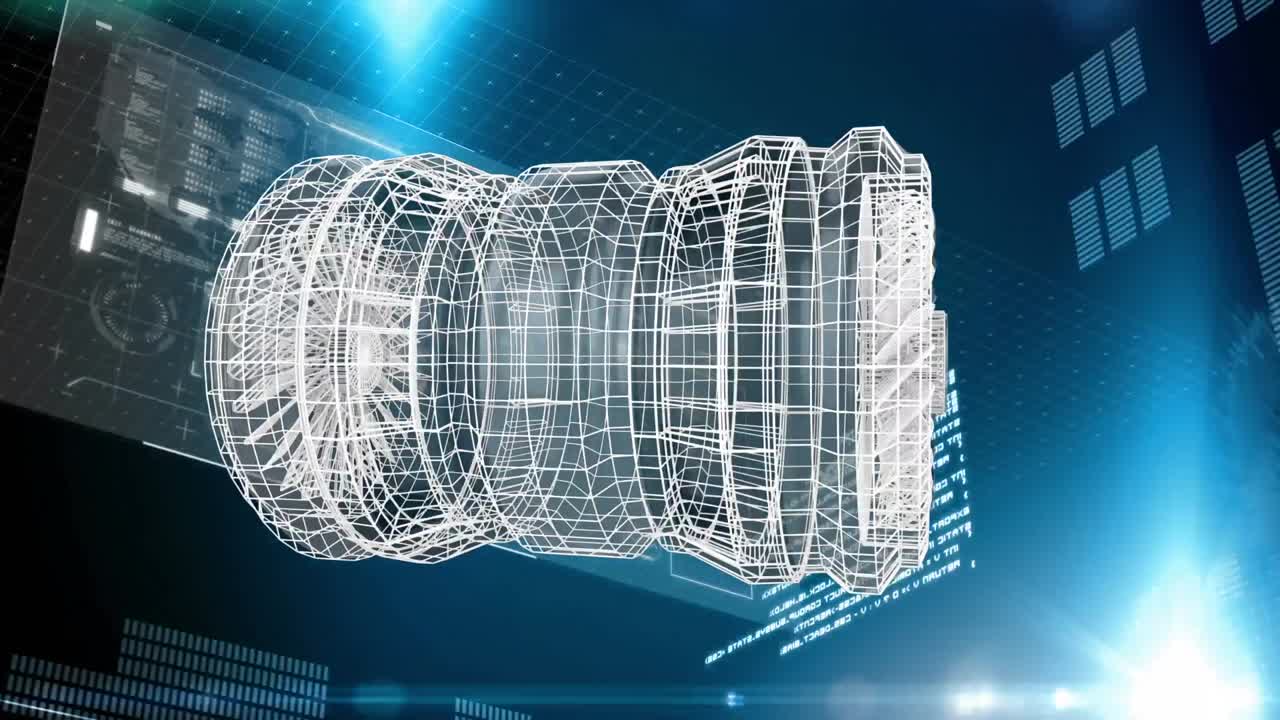 비행기 터빈의 3d 디지털 모델