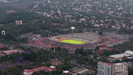 aerial footage of the olympic stadium lit up