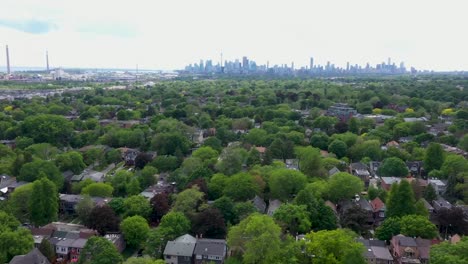 toronto houses nestled in trees just outside the downtown core in summer