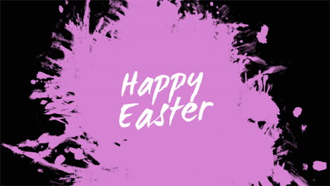 vibrant pink easter splash on a black background with happy easter in white letters