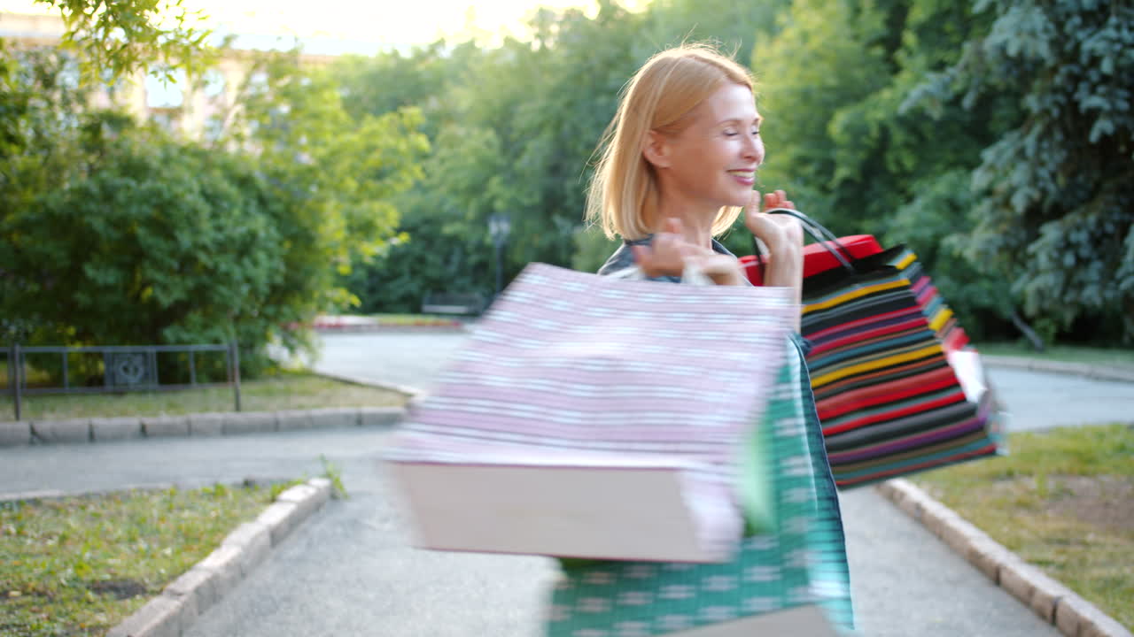 Woman Shopping in a Park