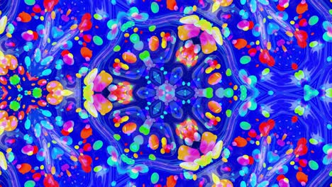 kaleidoscope effect from wavy shiny liquid surface with distorted circles float like drops of paint in oil. creative background with multicolor gradient in 4k. 3d