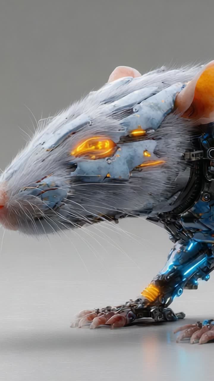 Un roditore robotico futuristico: un design complesso caratterizzato da tecnologia avanzata ed elementi meccanici dettagliati in una presentazione stilizzata
