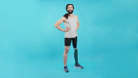 confident man with a prosthetic leg in athletic wear