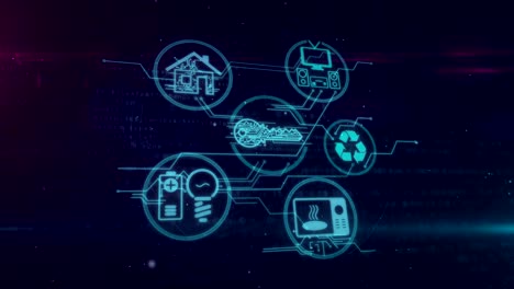 internet de las cosas concepto con dispositivos símbolos animación en bucle