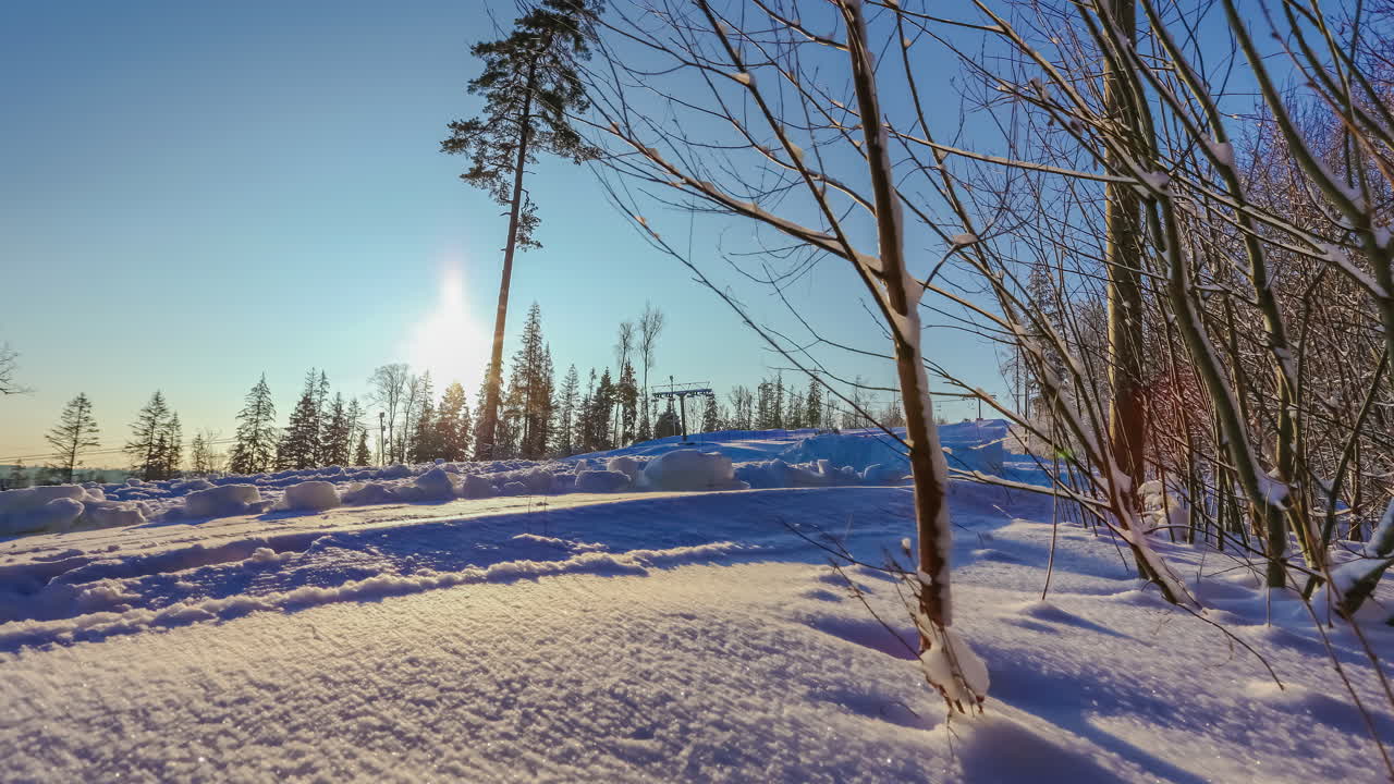 스키 슬로프, zagarkalns, 라트비아에서 snowcat 이동 눈의 timelapse
