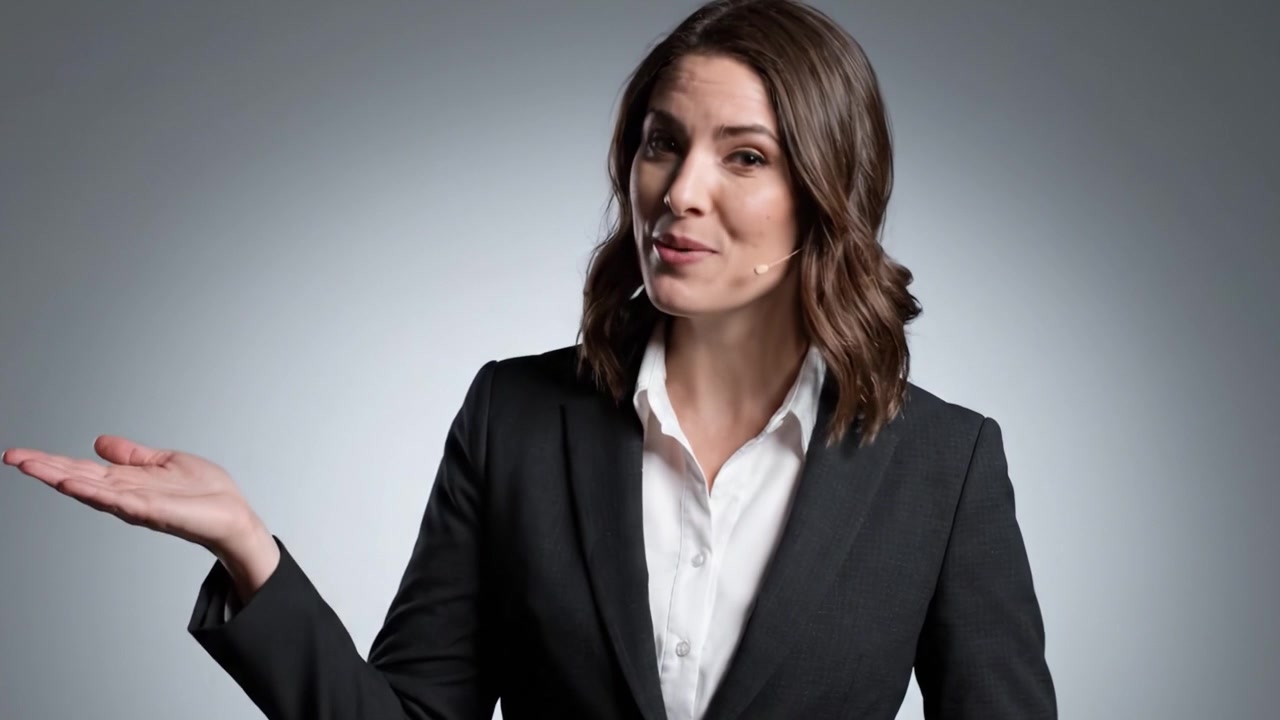 A Professional Woman Displaying Excitement and Engagement During a Presentation, Showcasing Confidence and Charisma While Speaking to the Audience
