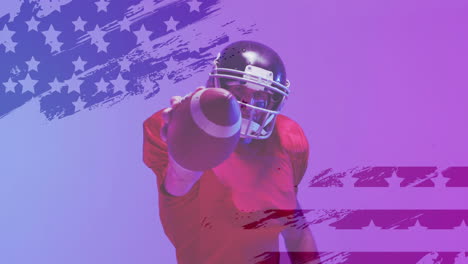 Animation-of-caucasian-american-football-player-and-flag-of-usa