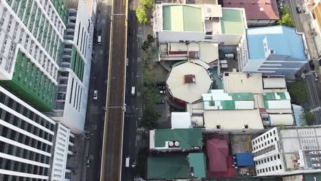 drone shot of buildings in the city during this pandemic.