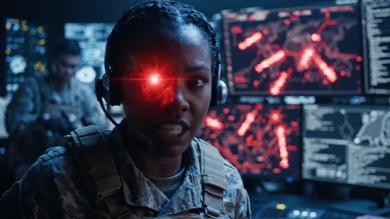 Military Personnel Operate High-Tech Command Center Amid Critical Alerts and Tactical Decision-Making in a High-Stakes Environment