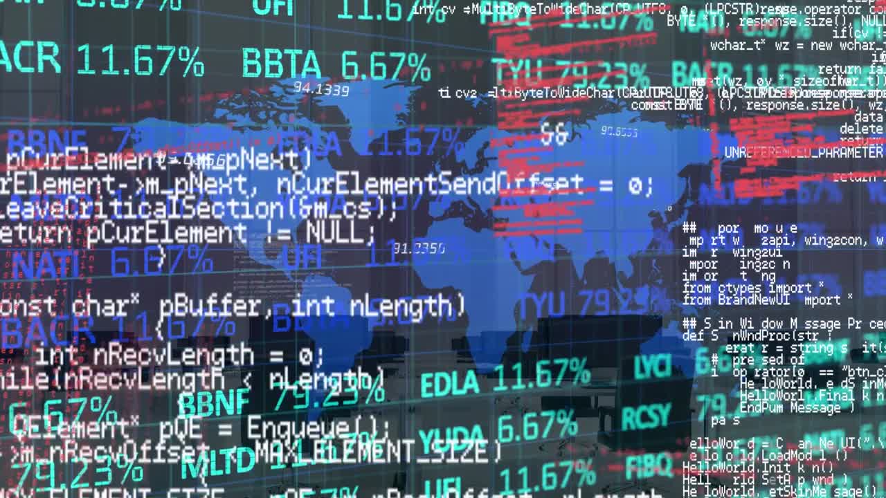 데이터 처리 및 세계 지도의 애니메이션 오버 오피스