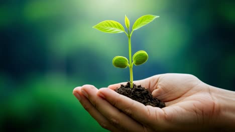 holding a new plant in my hand, i find myself surrounded by a vibrant, lush green background that truly showcases the beauty of nature