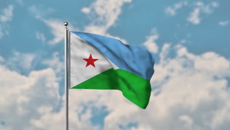bandera de djibouti ondeando en el cielo azul video realista 4k