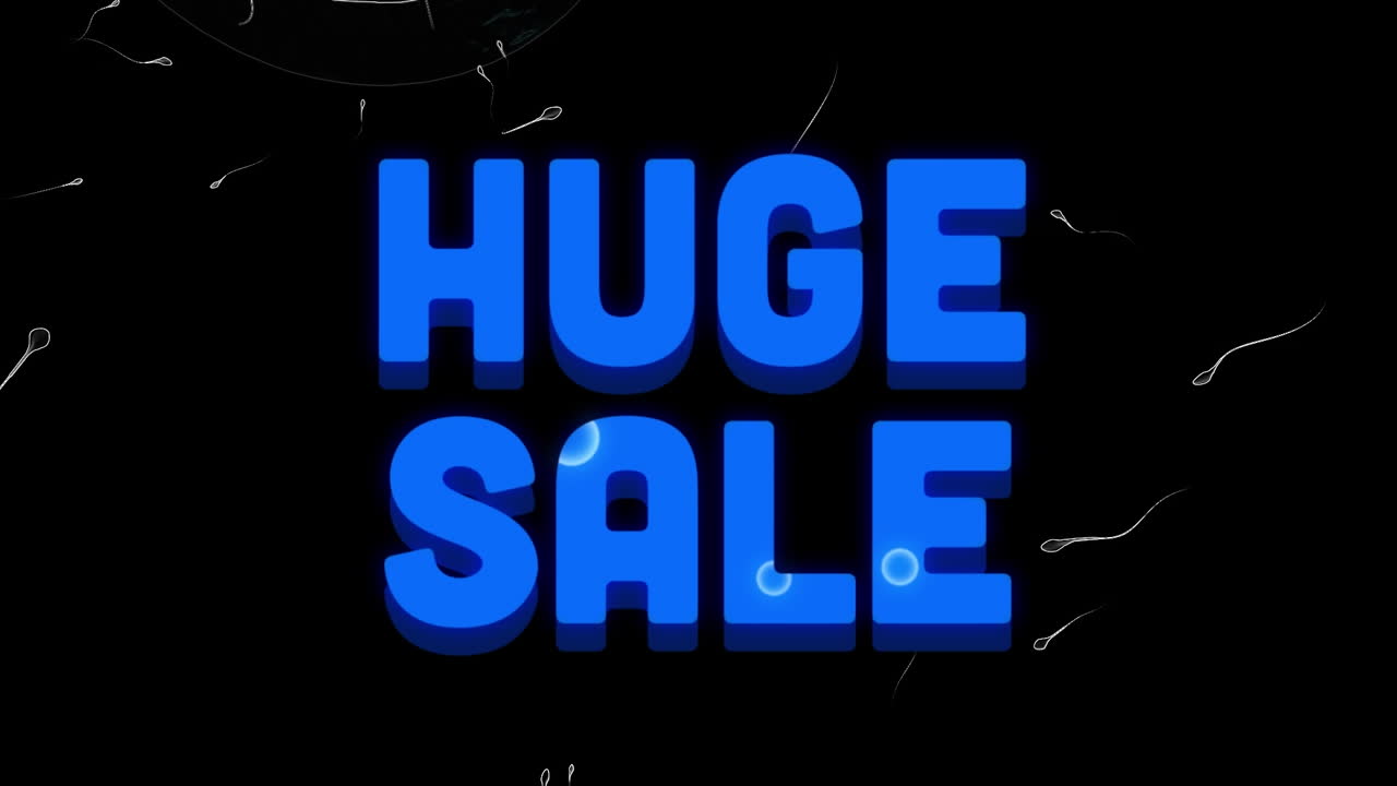 정자 세포와 원 위에 거대한 판매 텍스트의 애니메이션