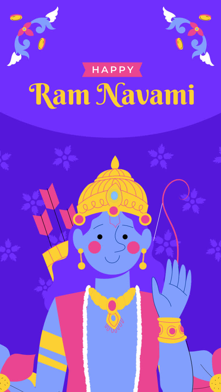 Motion Graphic of Flat ram navami greeting card template