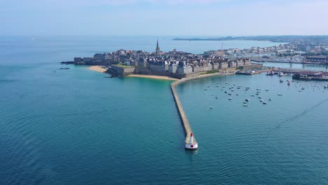 beautiful aerial of saint malo france with harbor breakwater and pier 4