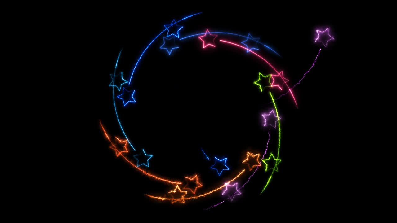 estrella mágica rodando y las estrellas se mueven en el marco central