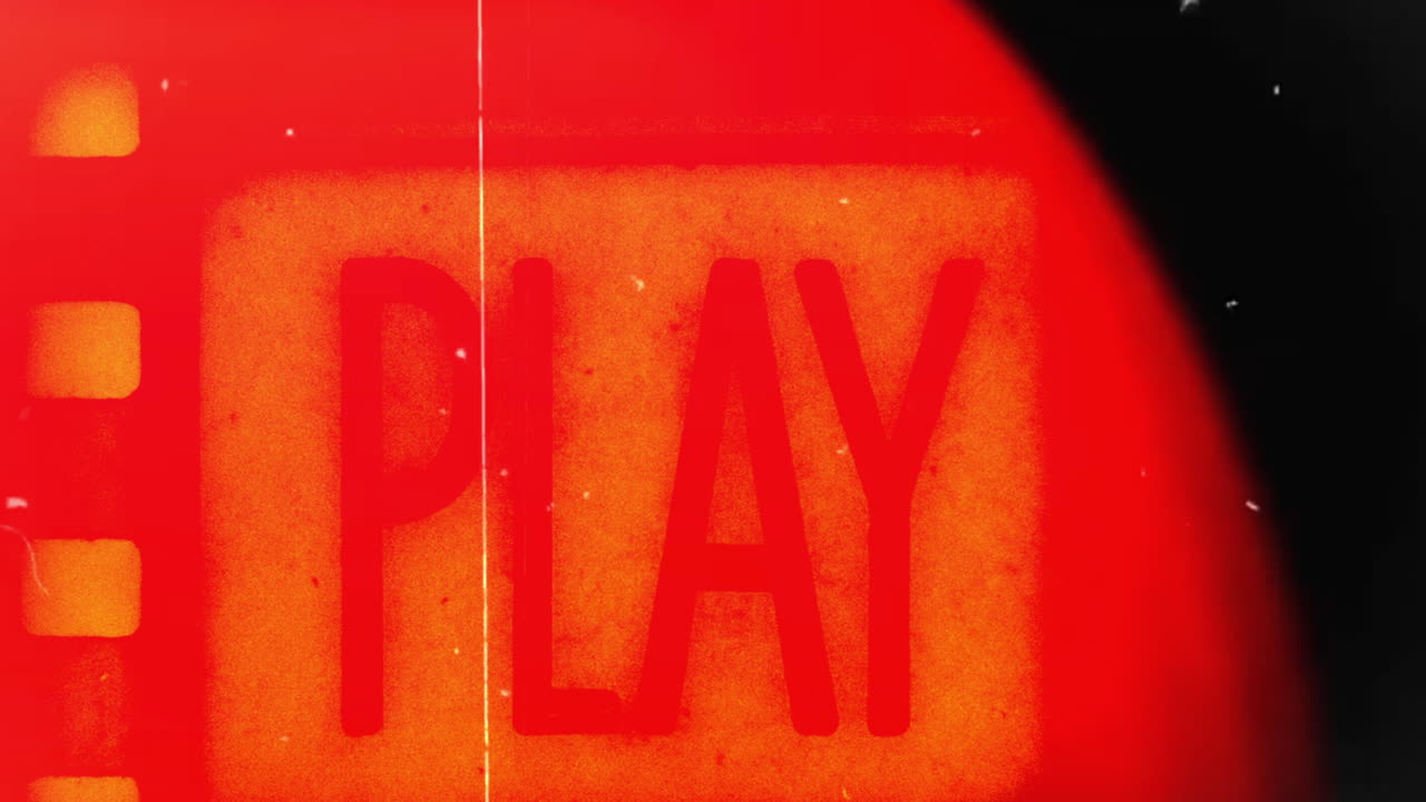 Sobreposição de Filme Vintage com Texto Cinematográfico e Play