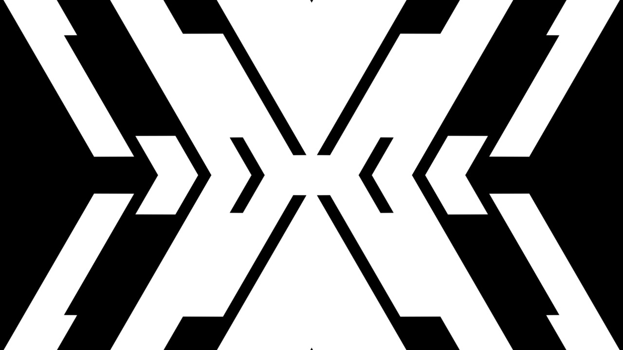 Abstract Geometric Transition with Expanding White Shapes on Black Background