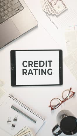 vertical video of credit rating displaying on a tablet screen