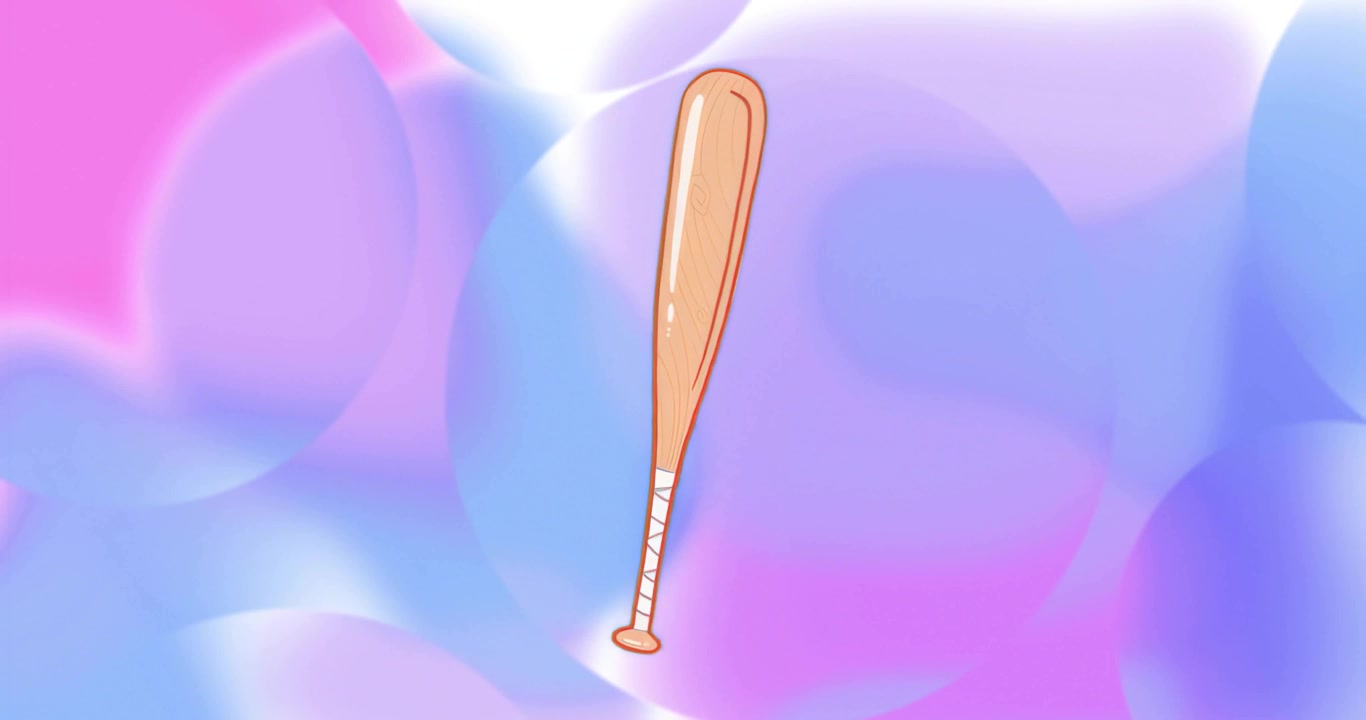 Suspended baseball bat tilting right pausing then tilting back in loop accentuating floating motion