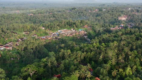 Amplia-Vista-Panorámica-De-La-Terraza-De-Arroz-Tegallalang-Al-Amanecer-En-La-Jungla-De-Ubud-Bali,-Antena