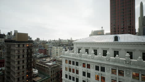 the roof of building with skyscrapers view on the city