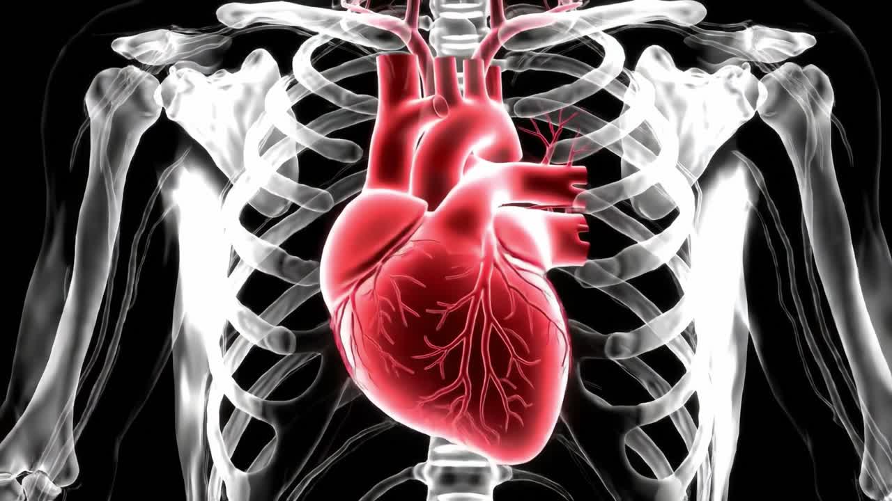 Anatomical Study of the Human Heart: A Detailed Visualization of Its Structure and Location Within the Rib Cage and Thoracic Cavity