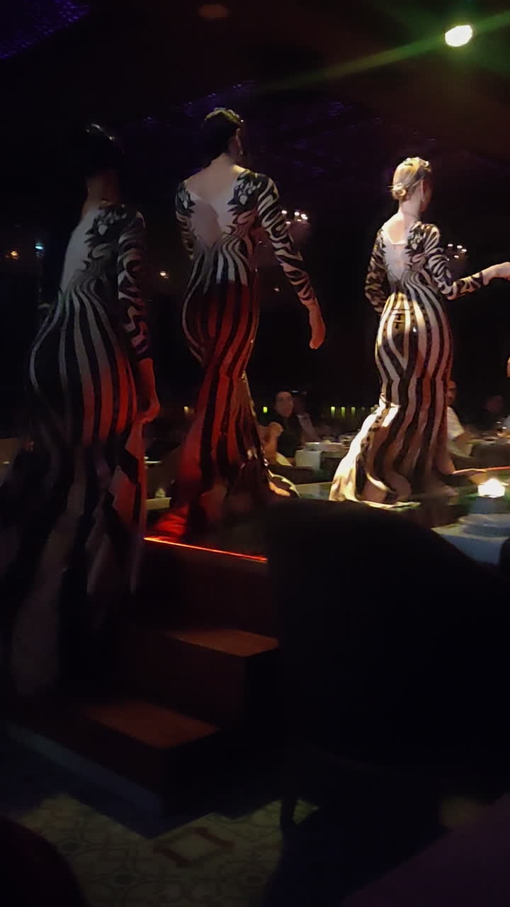 Belly Dancers Performing on Stage in Nightclub
