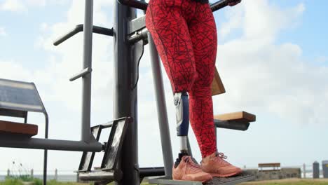 disabled woman exercising in the park 4k