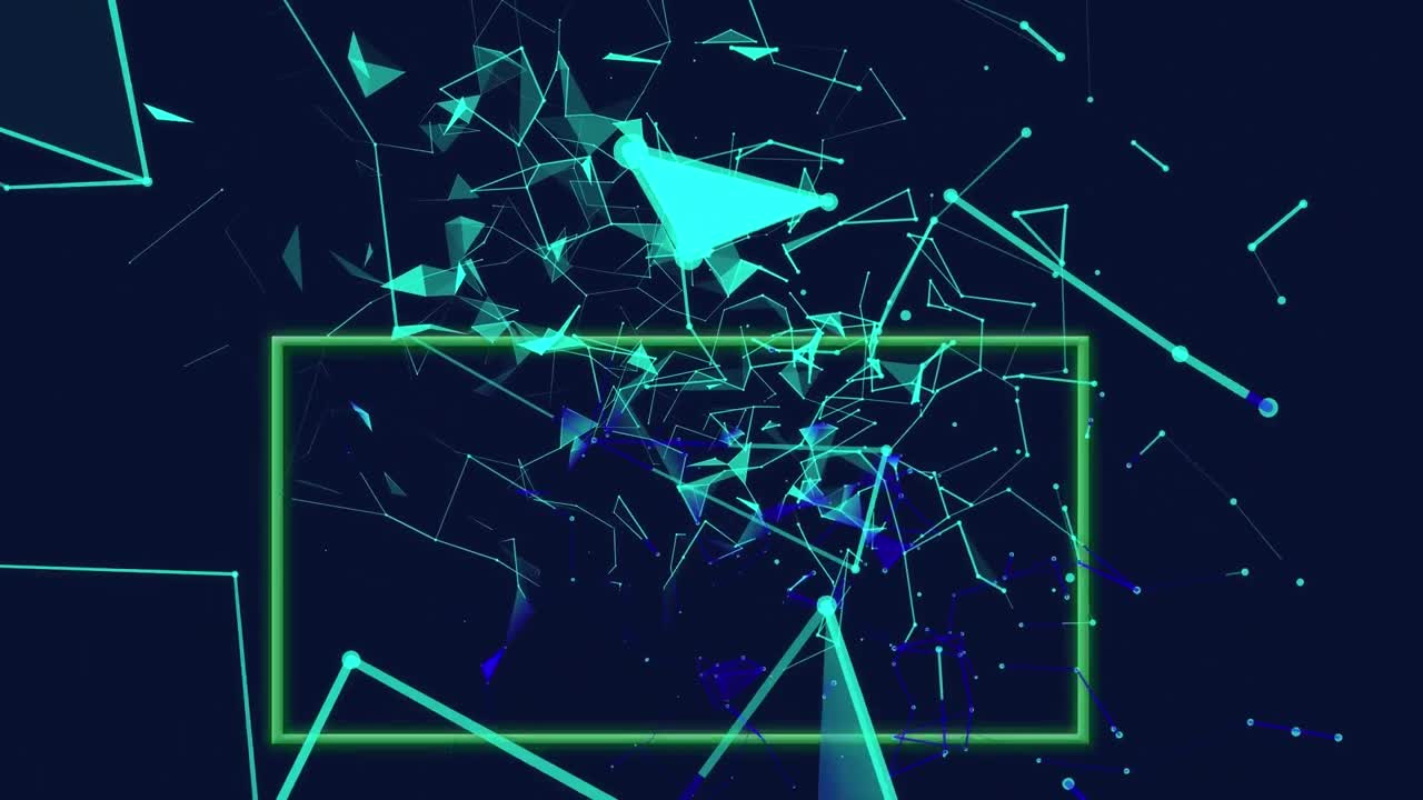 animación de la red de conexiones con formas en fondo negro