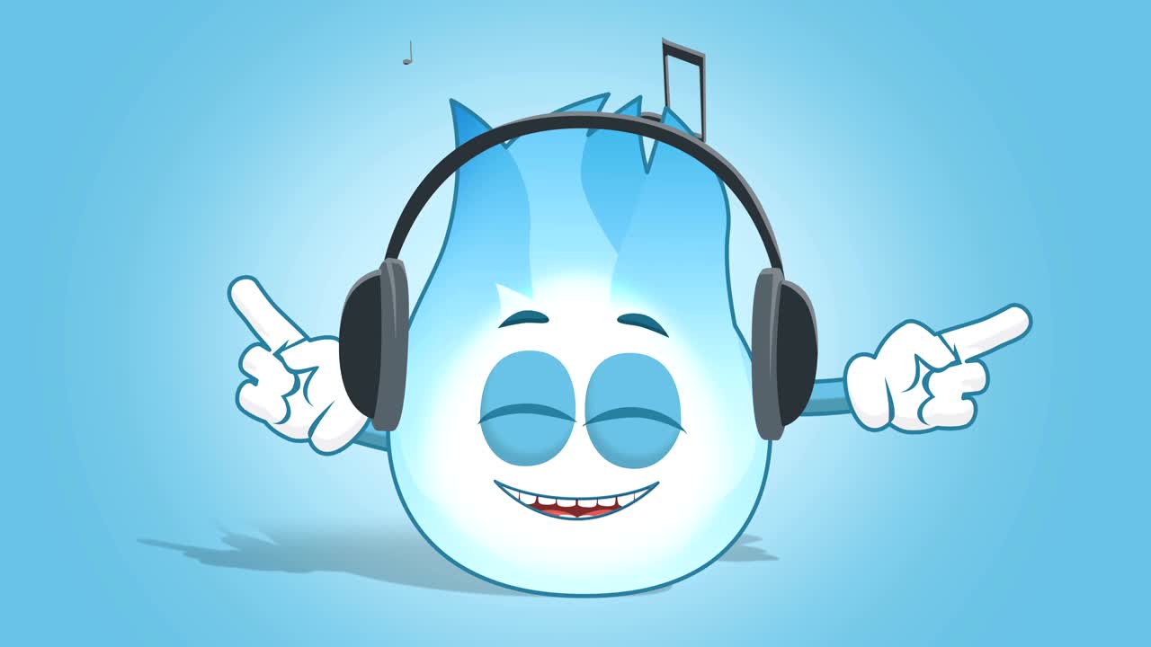 만화 가스 불꽃 얼굴 애니메이션 알파 매트와 함께 음악을 듣기