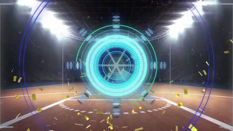 animation of data processing over sports stadium