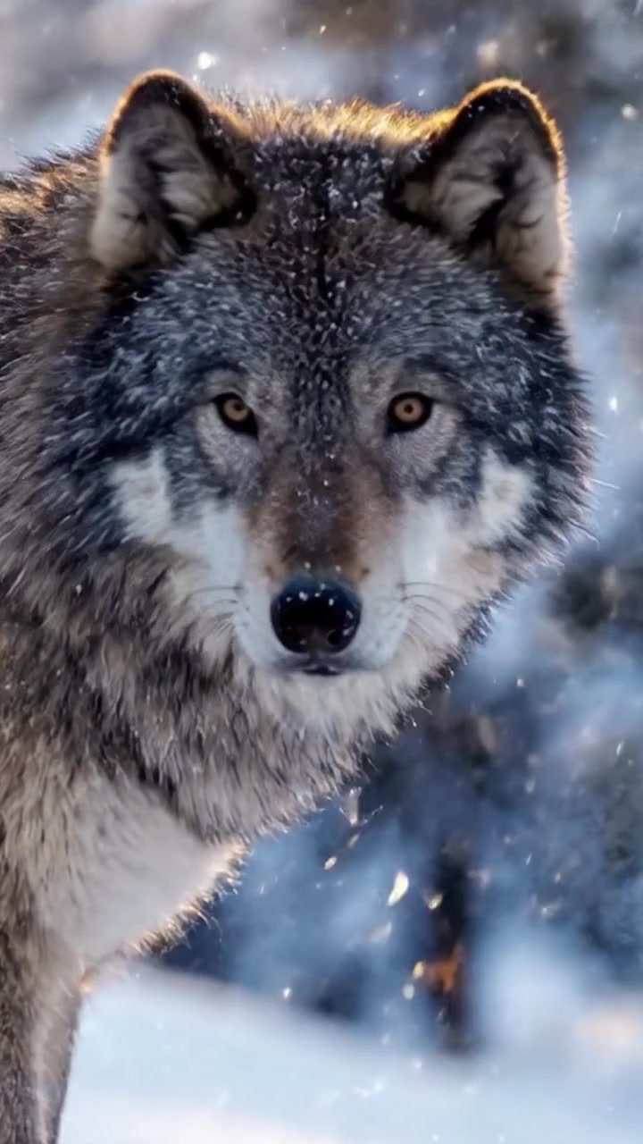 Majestic Wolf Roams Through Snow-Covered Landscape, Captivating View of Nature's Wilderness and the Beauty of the Winter Season
