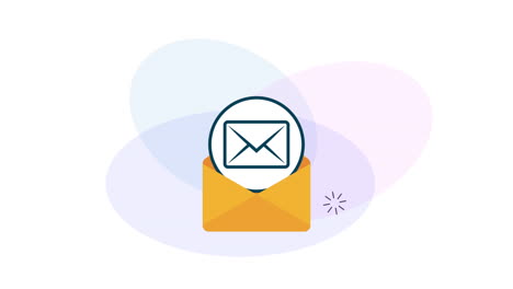 envelope mail with social media icons animation