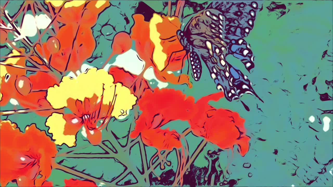 animación mariposa en flor