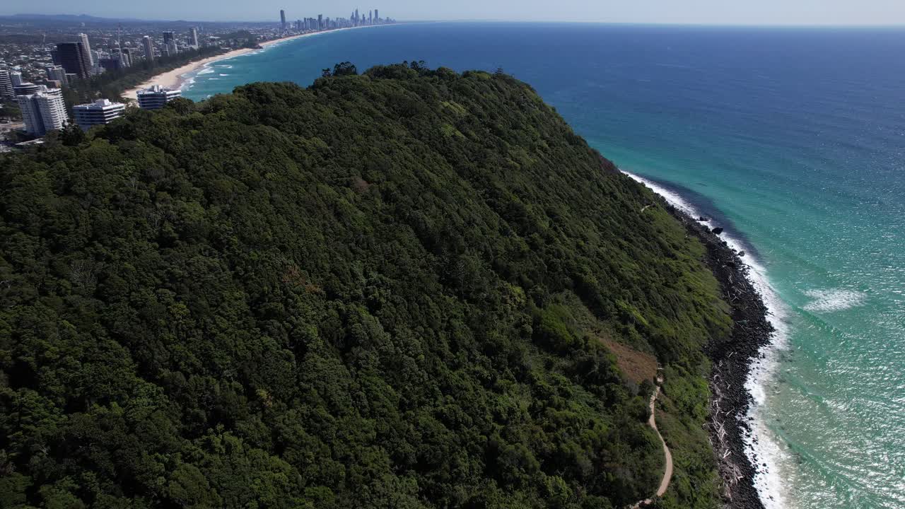 Aerial View Of Burnt Burleigh Headland In Queensland, Australia - Drone Shot