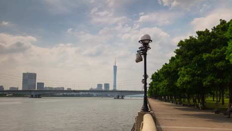 day light guangzhou city pearl river walking bay panorama 4k time lapse china