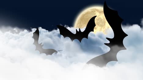 animación de murciélagos voladores sobre el cielo nocturno