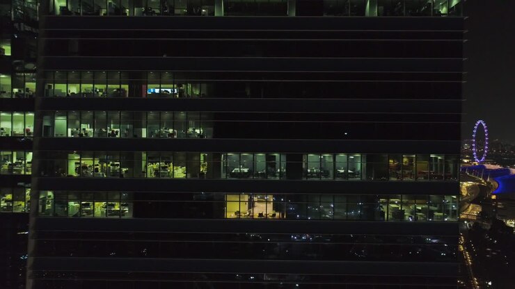 Night View of Office Buildings
