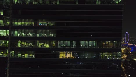 night view of office buildings