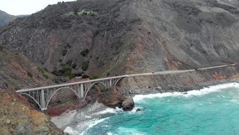 big creek bridge california big sur lateral drone shoot