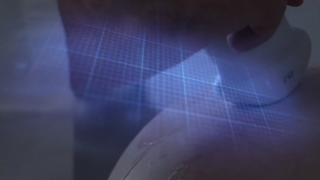heartbeat monitor over hand of diverse female doctor and pregnant patient having ultrasound scan