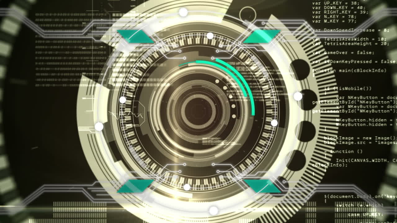 검은 바탕에 회전하는 원들