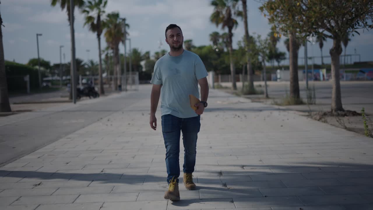 Man walking on city street