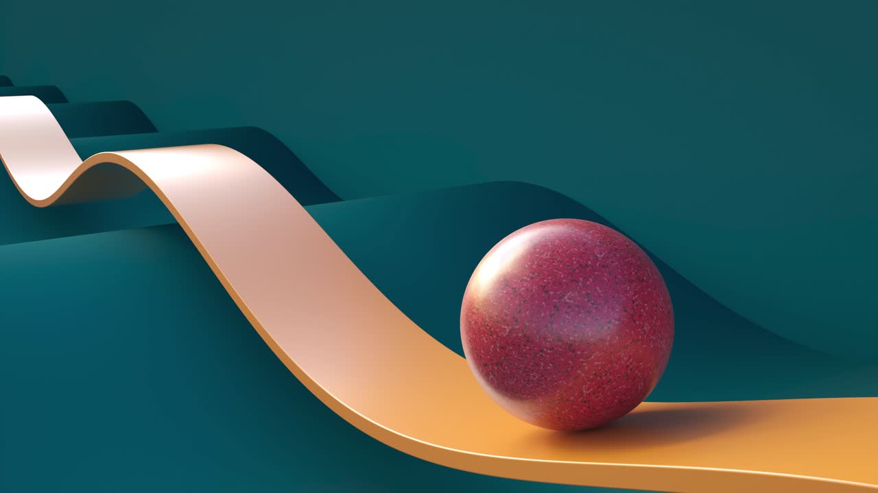 A loopable animation of ball sliding, terrazzo, orange and blue colors
