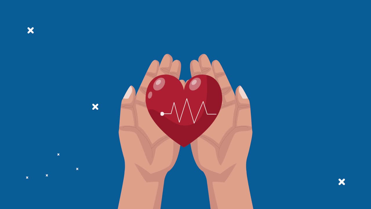 las manos levantando el corazón animación cardio