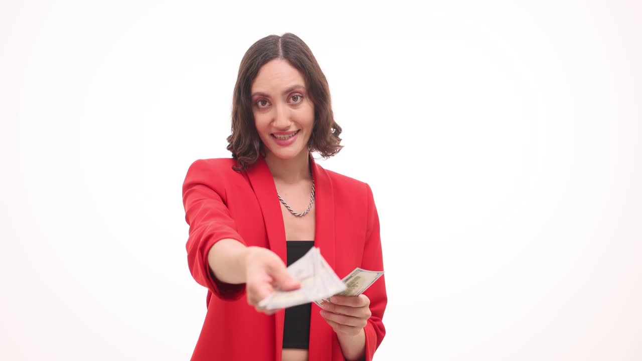 Woman Counting and Offering Money