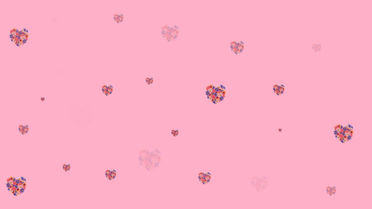 Animazione di fiori che si muovono con movimento ipnotico su sfondo rosa.